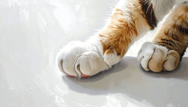 A cat's paws on a white surface