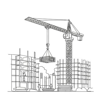 Construction crane lifting heavy load.