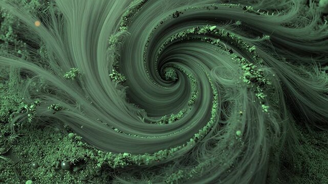 Swirling Green Patterns in Abstract Art Design