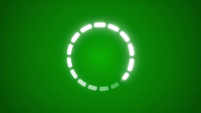 Glowing dashed circle loading indicator green background
