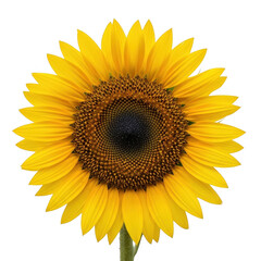 Fototapeta premium A vibrant yellow sunflower head in full bloom displaying intricate textures and bright petals isolated on transparent background