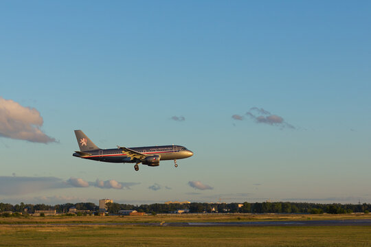 NOVOSIBIRSK - AUGUST 08: Czech Republic - Air Force Airbus A319-115X (3085) landing at Novosibirsk Tolmachevo Airport.  August 08, 2015 in Novosibirsk Russia
