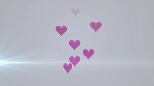 Animation of heart icons on white background
