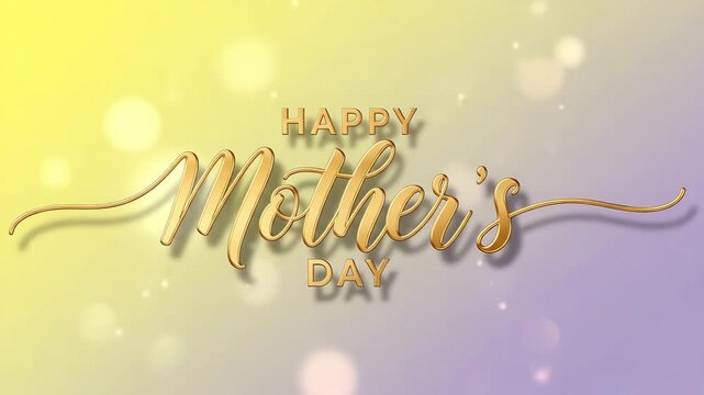 Happy mothers day gold text on a soft gradient background