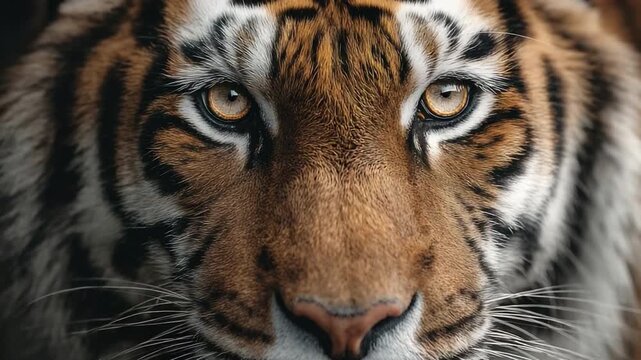 Tiger's Gaze: A captivating close-up portrait of a majestic tiger, its intense eyes drawing you into the heart of the wild.