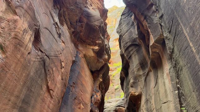 Detailed view of slot canyon walls, smooth sandstone erosion patterns in Arizona