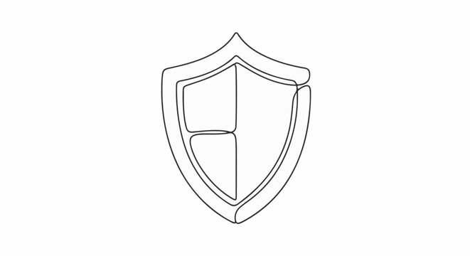 A minimalist line art illustration of a shield divided into quadrants