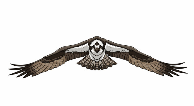 A pixel art osprey bird in flight with wings outstretched