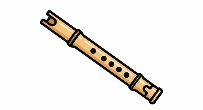 A simple, cartoonish illustration of a bamboo flute with six finger holes