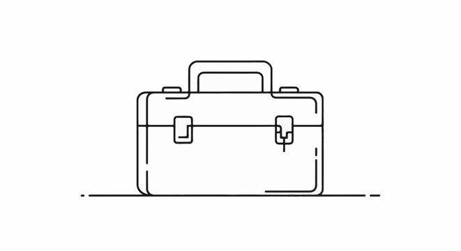 A simple line drawing of a toolbox sits on a thin line