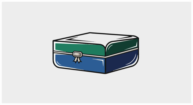 A simple drawing of a closed rectangular box with a bow on the front