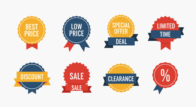 Discount and sale labels icons set.