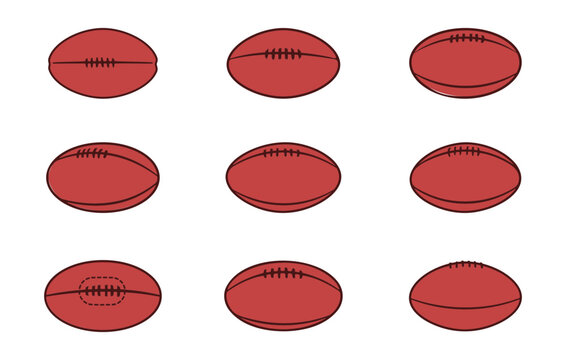 Afl football ball vector set in white background. 
