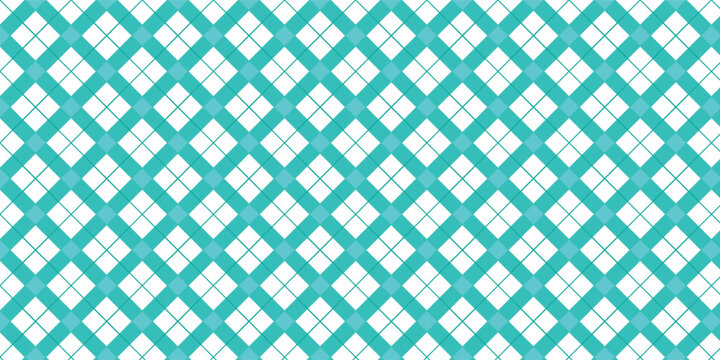 Green diagonal checkered seamless pattern in white background.Diagonal green checkered plaid in the white background
