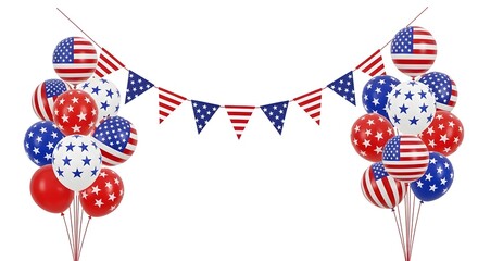 Obraz premium Festive labor day celebration patriotic american flag balloons and bunting for a weekend of appreciation