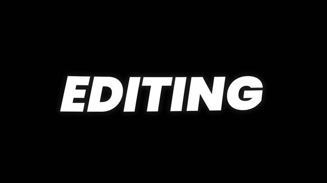 Simple editing text animation with subtle motion blur on black background, clean and modern, ideal for video production and media content themes.
