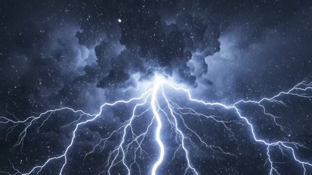 Lightning Strike in the Night Sky During a Storm