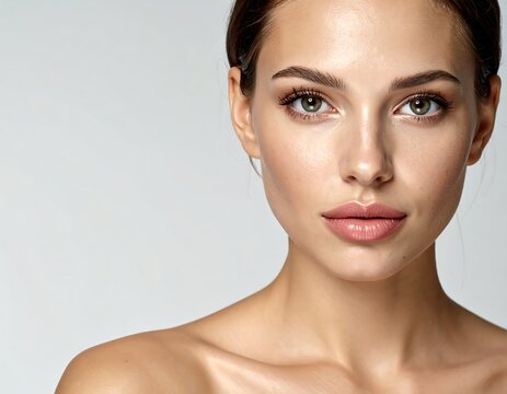 A woman with brown hair and green eyes poses