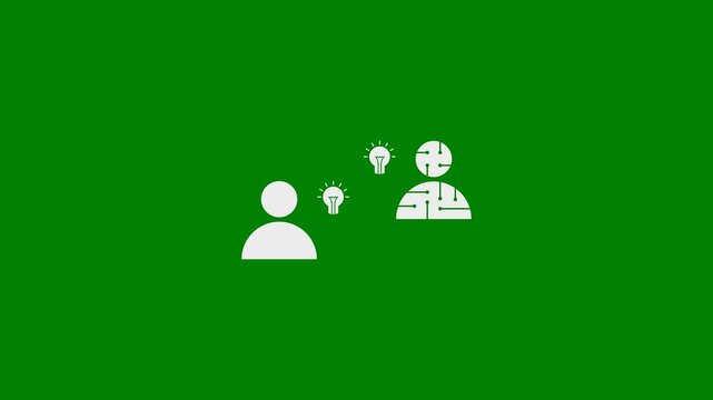 AI Assistance, AI Help, Chatbot Help, Asking AI, Learning from AI, Solutions from AI, GK (General Knowledge) from AI, Ideas from AI concept - minimal motion graphics clip, Green Screen, foreground col