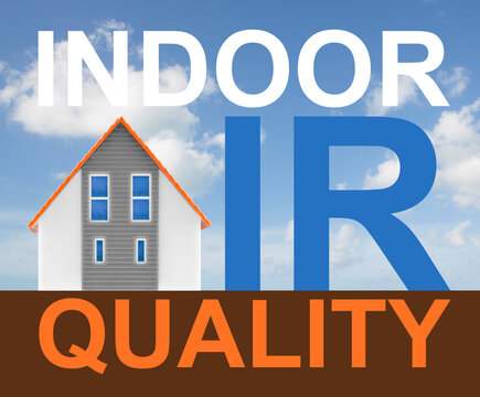Indoor air quality concept with text and home model