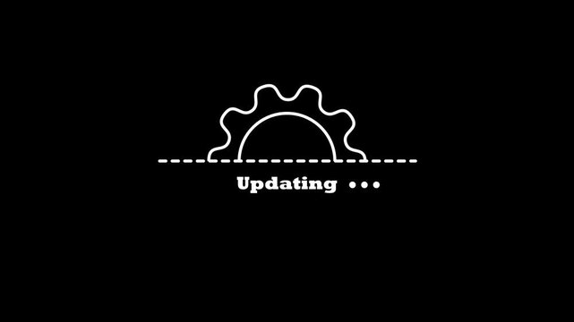 Abstract progress indicator bar animation in white on a dark background, symbolizing software updates, loading status, and system processing. Smooth motion. 4K video.