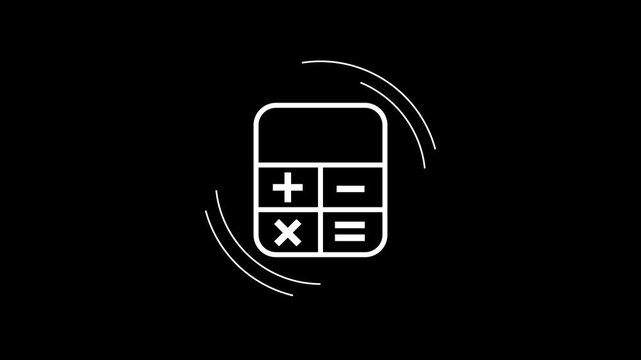 Animated electronic calculator icon representing finance, accounting, and mathematical operations. Clean and modern design, ideal for business tutorials and educational content. 4K motion graphics