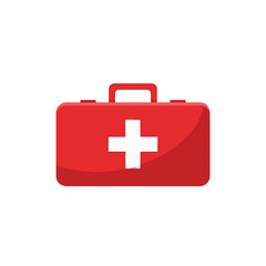 Fototapeta premium First Aid Kit Flat Design with Red Cross Symbol Vector Illustration