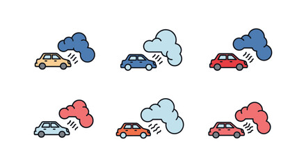 Obraz premium Car emission cloud Line art creative abstract shape illustration