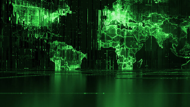 Green abstract world map background