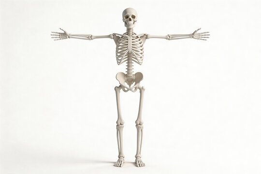 Human skeleton model with arms outstretched