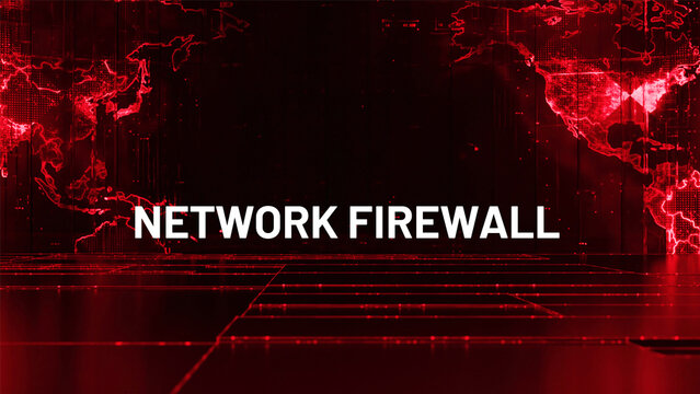Abstract Network firewall typography world map background