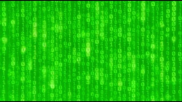 Green screen with binary code streaming.