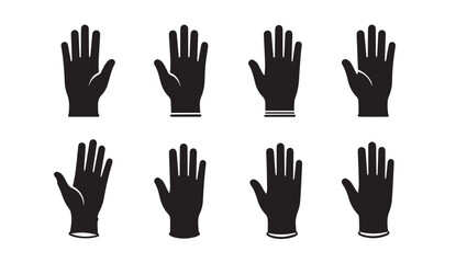 Obraz premium Medical Gloves Icon Set Silhouette Isolated on White Background