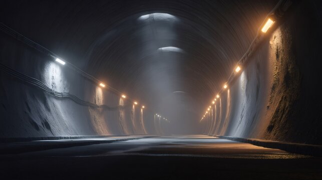 Tunnel maintenance showing abrasive blasting procedure