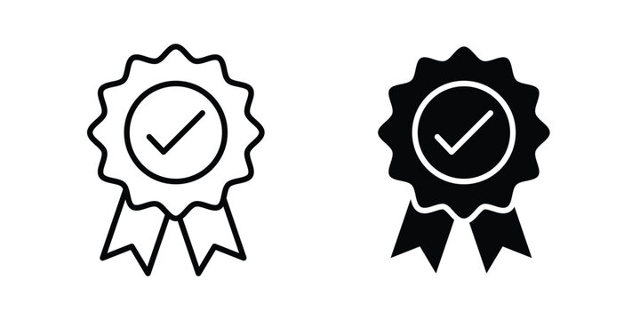 Badge icon set vector symbol in black filled and stroke style