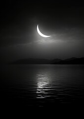 Photography of moon over the water surface astronomy outdoors eclipse.