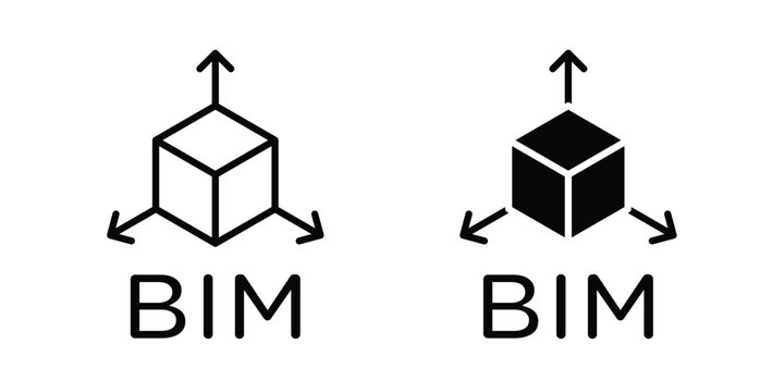 Bim icon set vector symbol in black filled and stroke style
