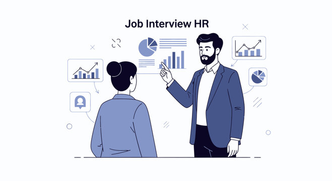 HR manager explaining job performance analytics to candidate during interview
