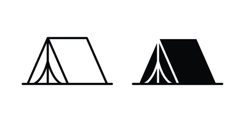 Camping icon set vector symbol in black filled and stroke style © Vince