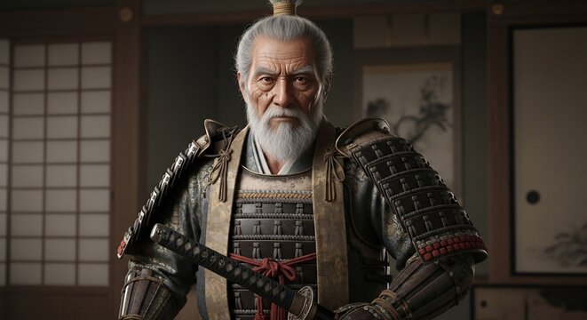 Elderly warrior portrait armor