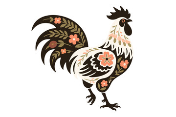 Rooster Vector With Floral Decoration Illustration Creative Design Template   © art88