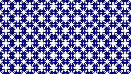 Fototapeta premium Seamless dark blue geometric floral pattern background, abstract repeating circular petal shapes for textile or wallpaper.