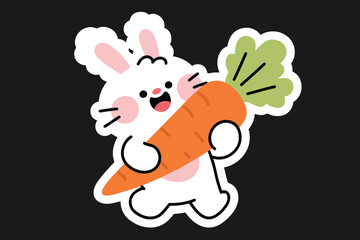Fototapeta premium Cute Rabbit Smile Carrying Carrot Illustration Creative Design Template 