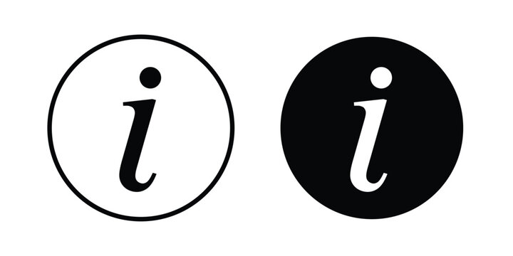 Info icon set vector symbol in black filled and stroke style