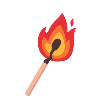 Matchstick Igniting A Captivating Flame in Vector Illustration Style