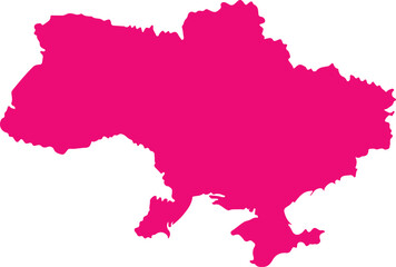 Fototapeta premium Bright pink map outline of ukraine geography