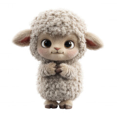 Fototapeta premium Cute cartoon character wearing a sheep costume and smiling, standing a background transparent