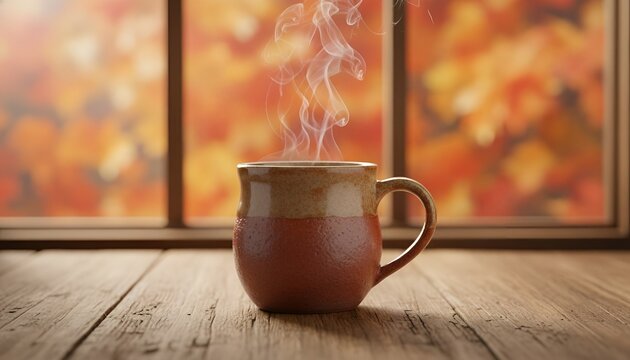 A cup with a steaming smoke coming out of it