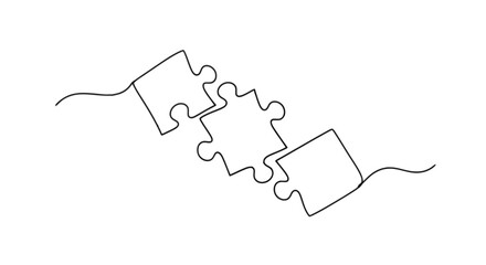 Obraz premium Three interlocking puzzle pieces forming a continuous shape with smooth curves isolated on transparent background, Vector