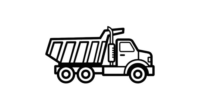 A dump truck with its bed raised for loading or unloading materials. isolated on transparent background, Vector